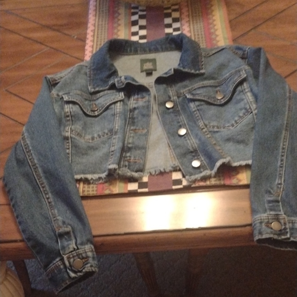 wild fable Cropped Denim Jacket in Light Blue